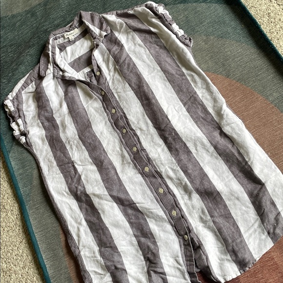 Madewell Coastal Stripe Button Down Linen Dress - Picture 8 of 11